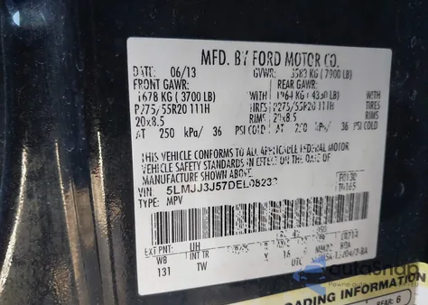 2013 Lincoln Navigator L из США, поврежденный, VIN 5LMJJ3J57DEL08233